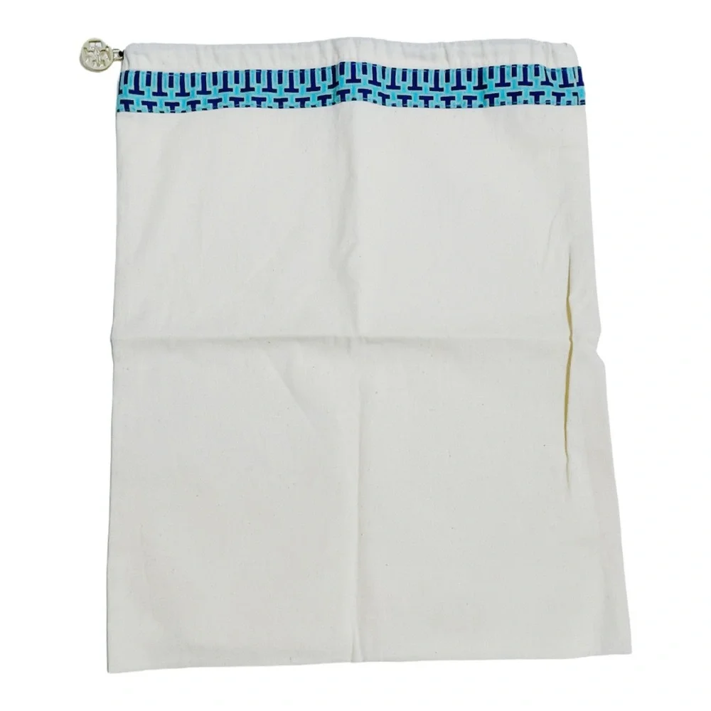 Tory Burch Dust Bag 15 in × 12 in Canvas Drawstring Strap Geometric Trim Charm